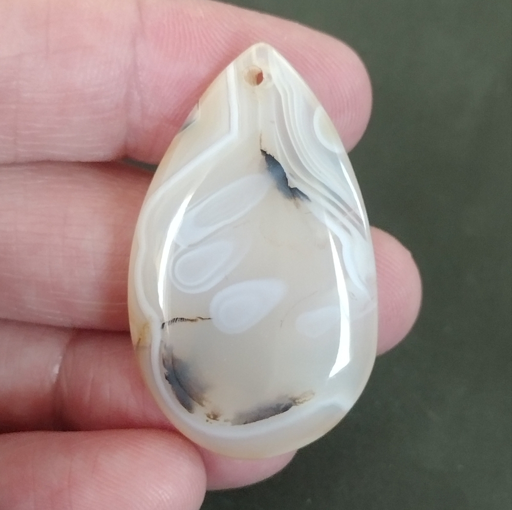 Scenic Dentritic Agate Teardrop Pendant Gemstone